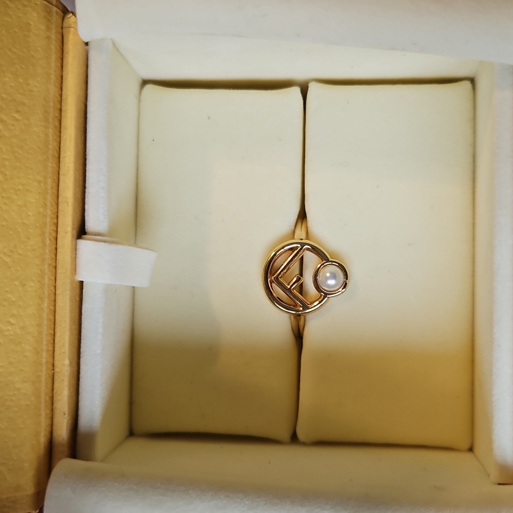 Fendi Gold Pearl F is Fendi Ring NEW w/Box [Size 6.25] - Picture 6 of 8